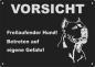 Preview: Aluminium Warnschild Dogo Argentino VORSICHT Freilaufender Hund! Betreten auf eigene Gefahr!